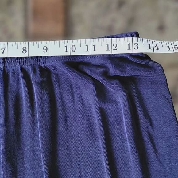 Vtg royal blue fine rib high rise wide leg pants - Picture 5 of 11